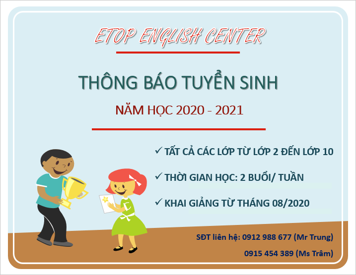 Trung tâm Anh ngữ ETOP tuyển sinh năm học mới 2020 - 2021